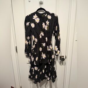 Charming Floral Kids Dress in Black